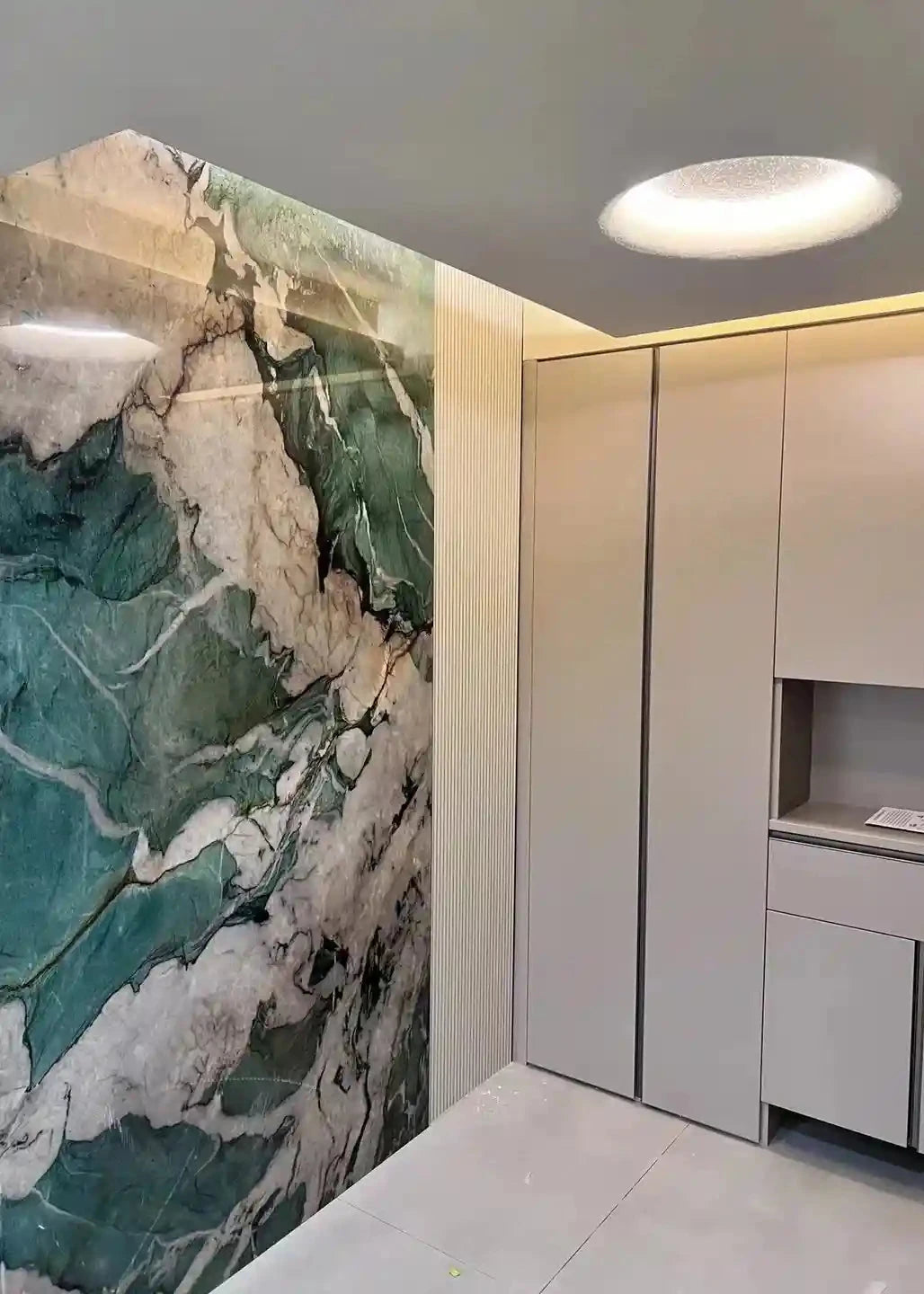 Patagonia Green Slab with Striking Crystal Patterns