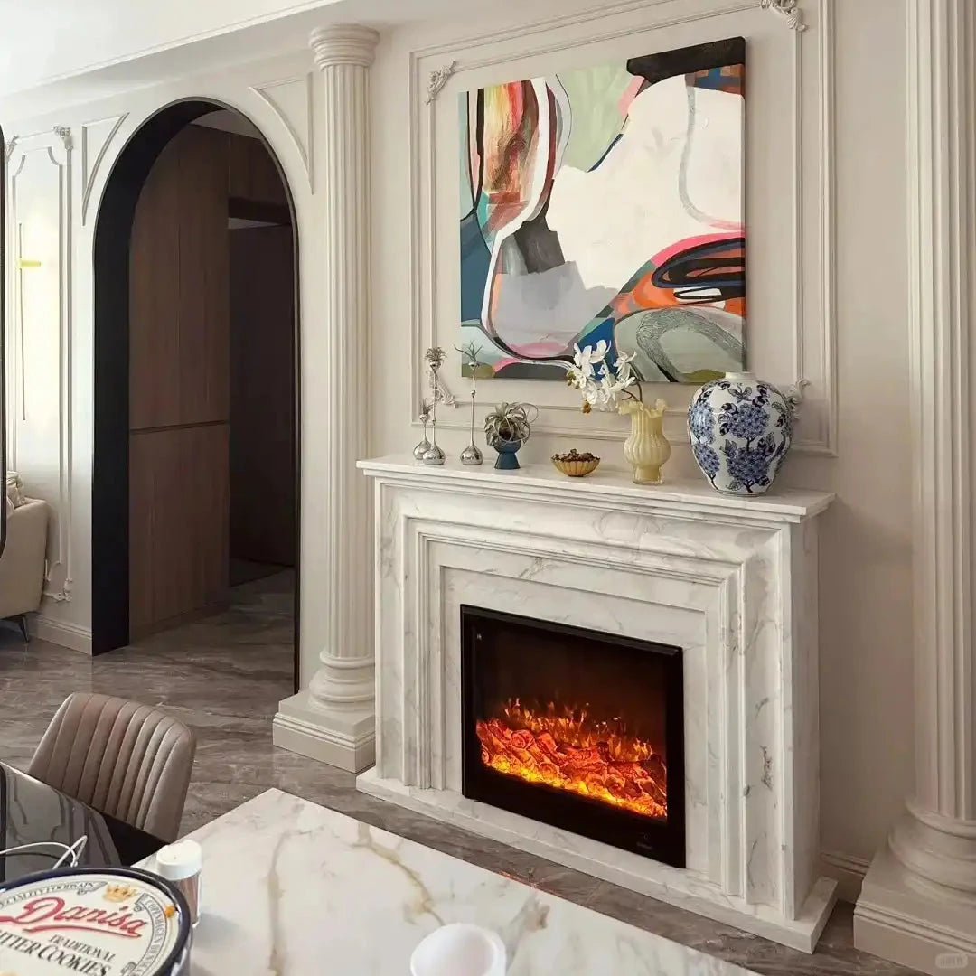 Custom marble fireplace with bespoke design