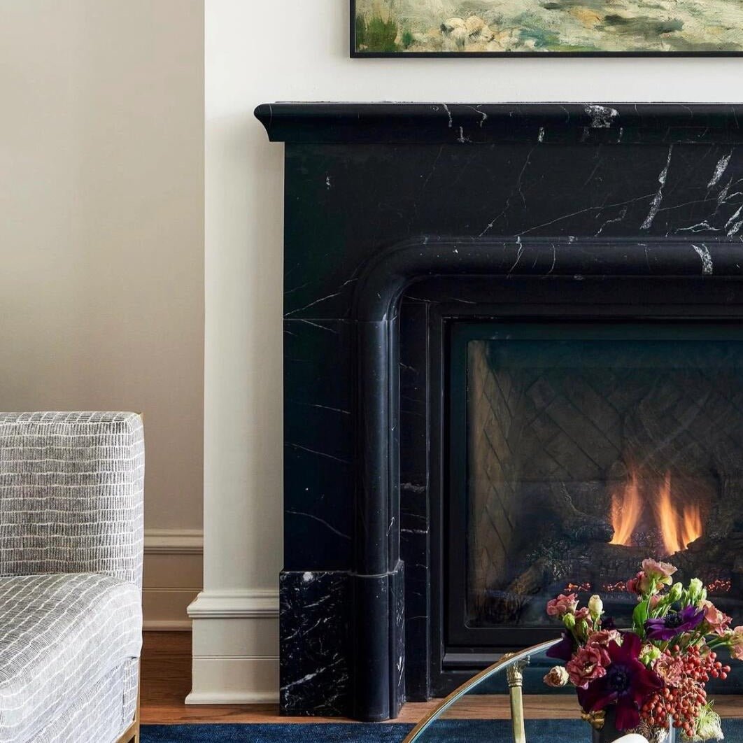 Custom marble fireplace with classic design