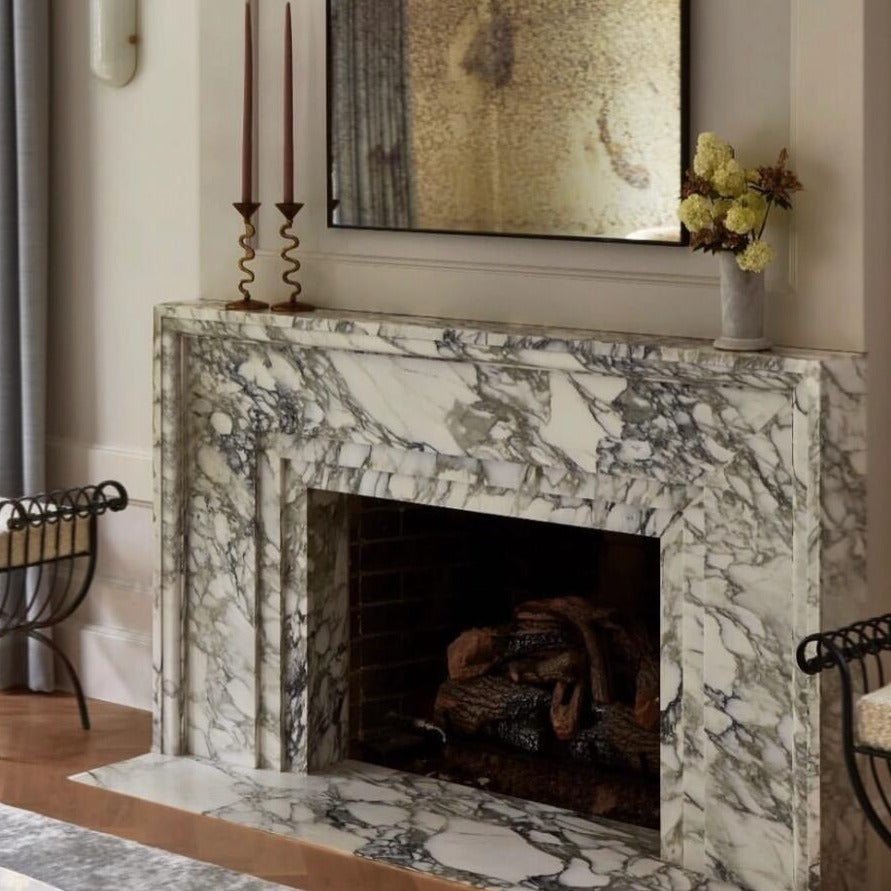 Custom marble fireplace with classic design