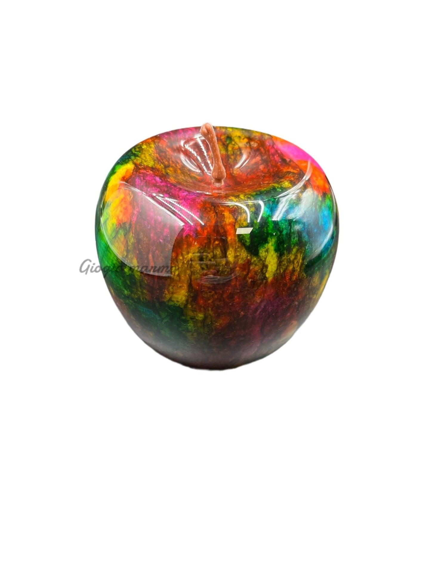 Handcrafted rainbow apple marble ornament, perfect for home, hotel, and club decor.