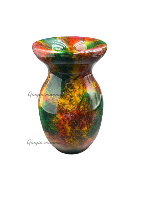 Handcrafted rainbow marble vase ornament, stylish home decor and unique artisan gift.