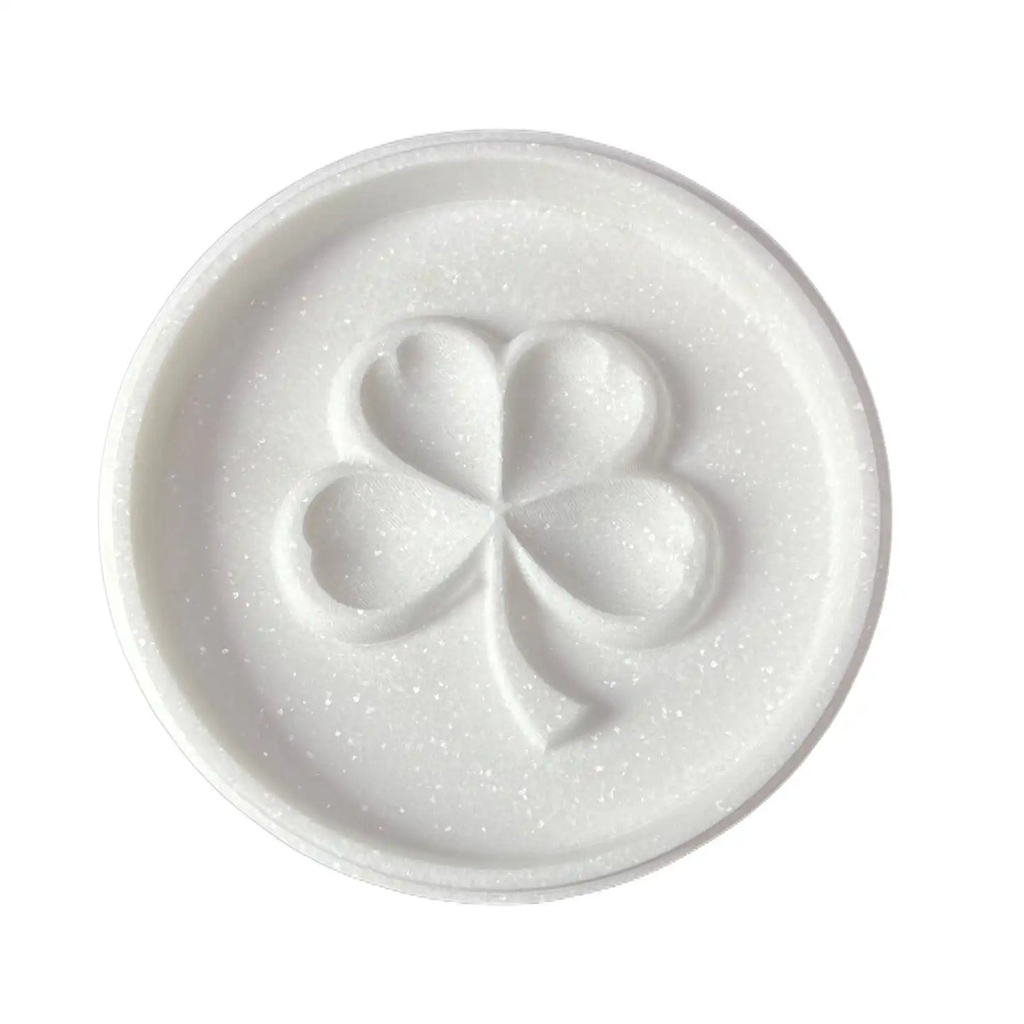 Lucky clover marble tray with intricate four-leaf clover design