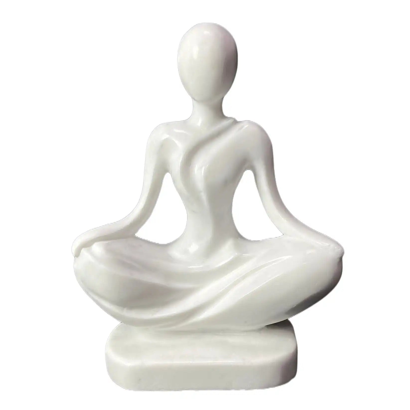 Elegant marble yoga pose sculpture in white marble