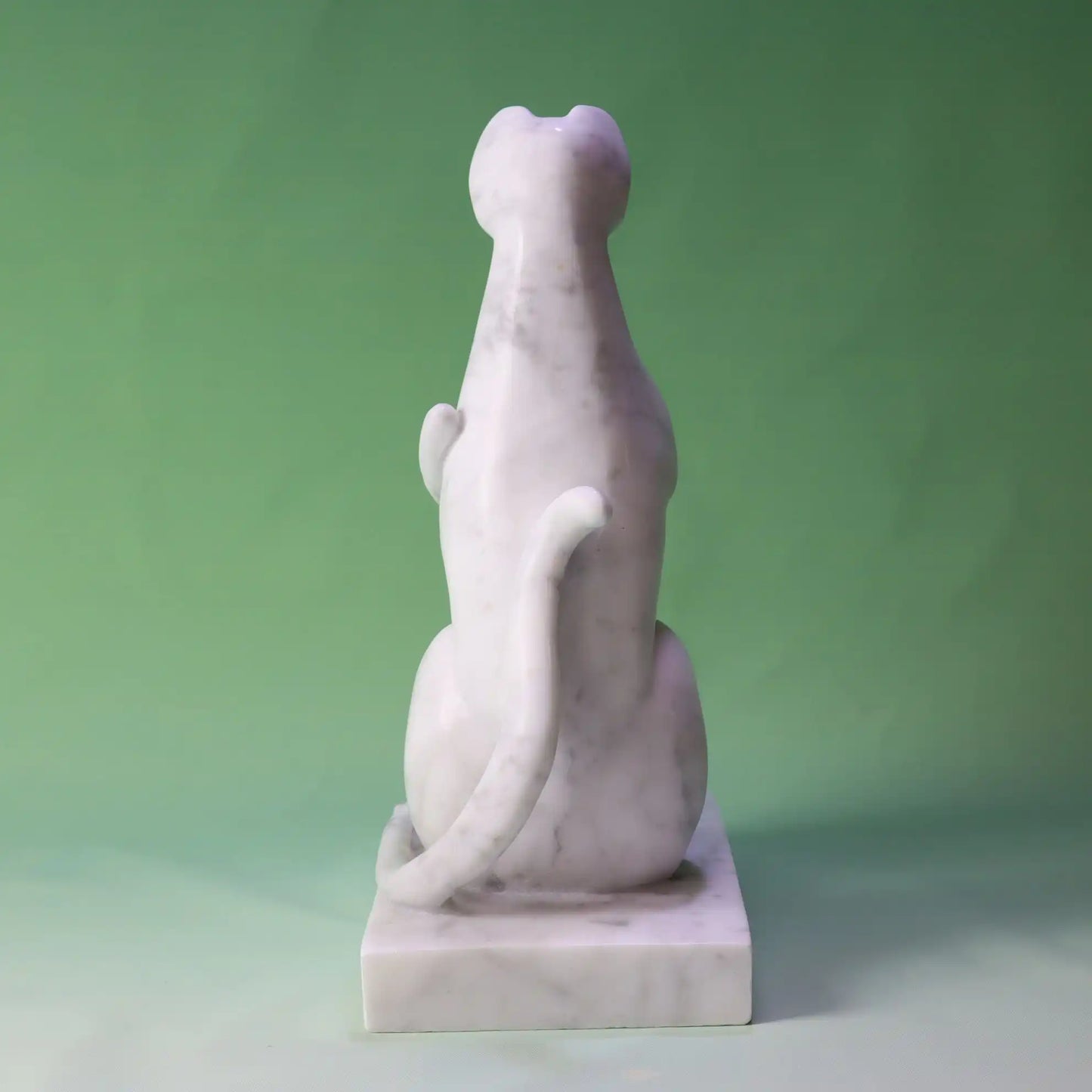 Elegant marble cat couple sculpture with a sleek modern design