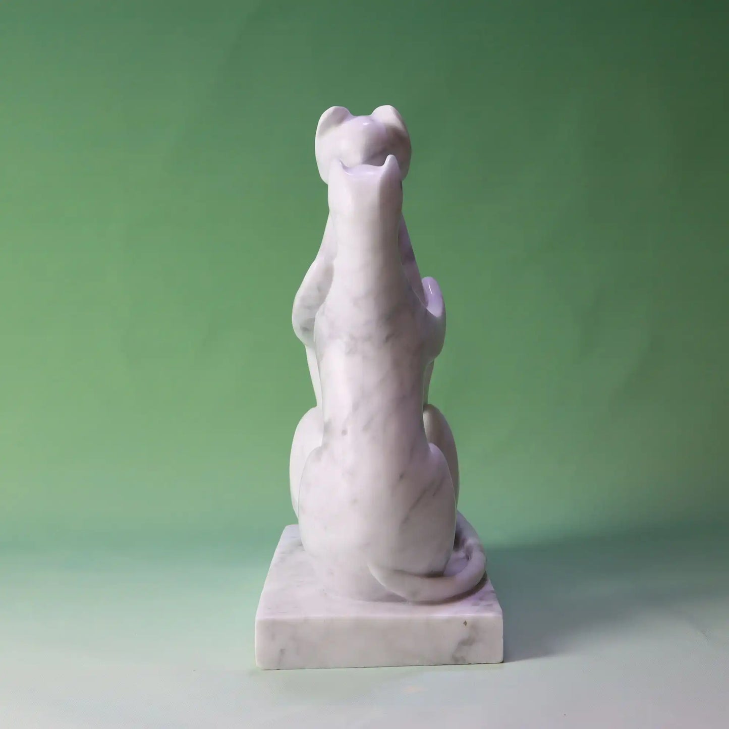 Elegant marble cat couple sculpture with a sleek modern design