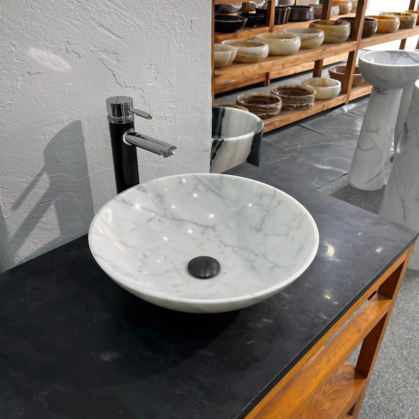 Round Marble Sink with custom options available.