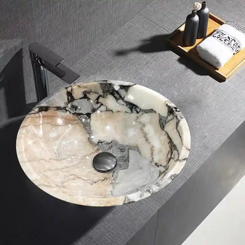 Round Marble Sink with custom options available.