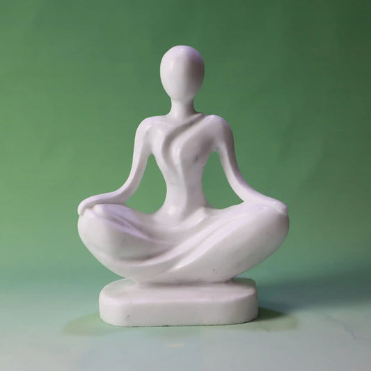 Elegant marble yoga pose sculpture in white marble