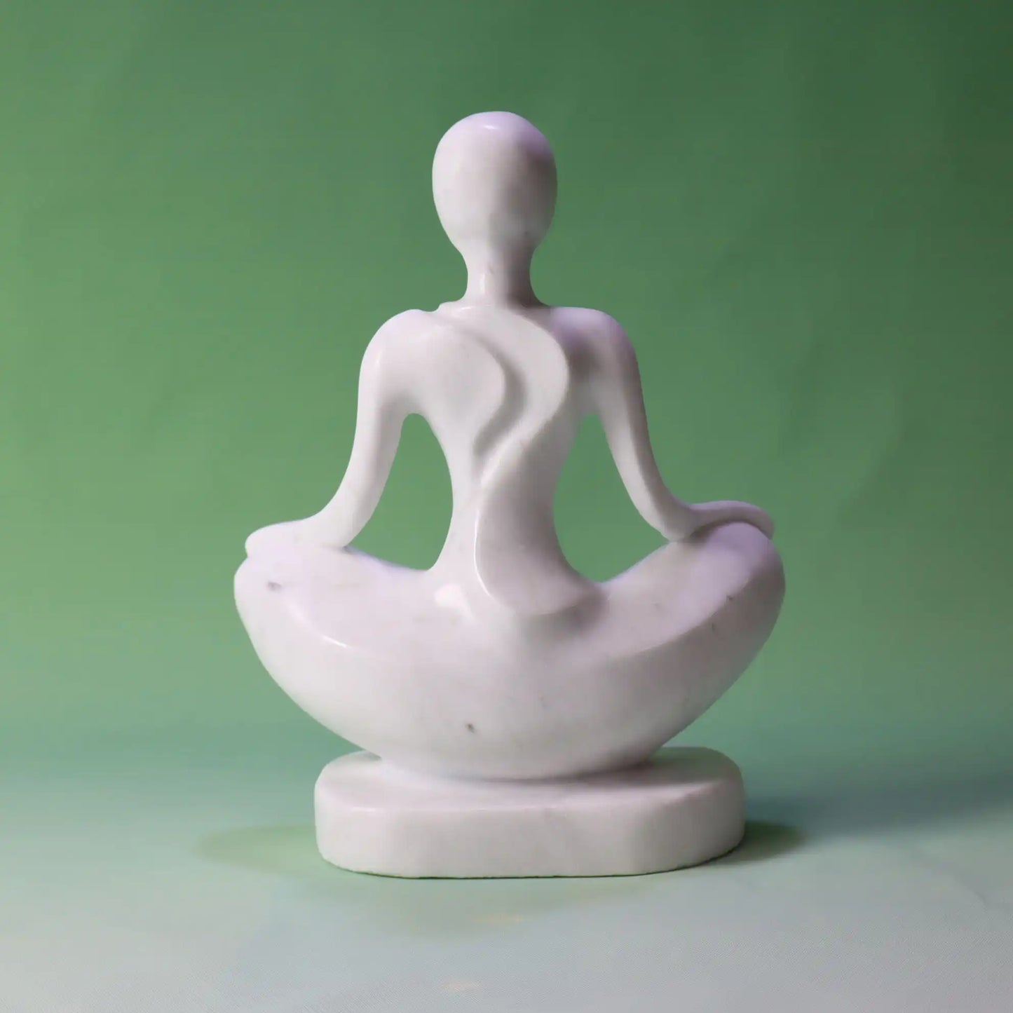 Elegant marble yoga pose sculpture in white marble