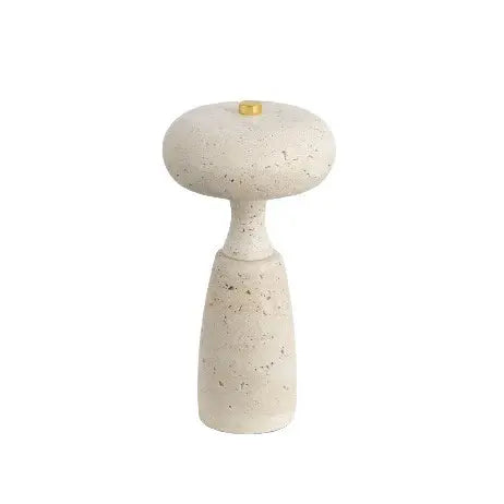 Natural Stone Mushroom Lamp in Travertine, Cold Jade, Kawaii White, and Terrazzo