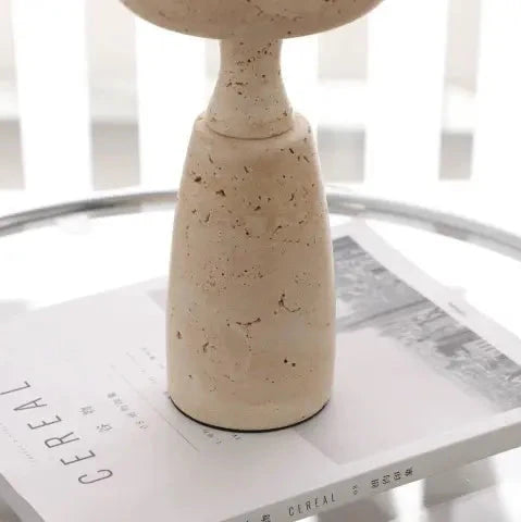 Natural Stone Mushroom Lamp in Travertine, Cold Jade, Kawaii White, and Terrazzo