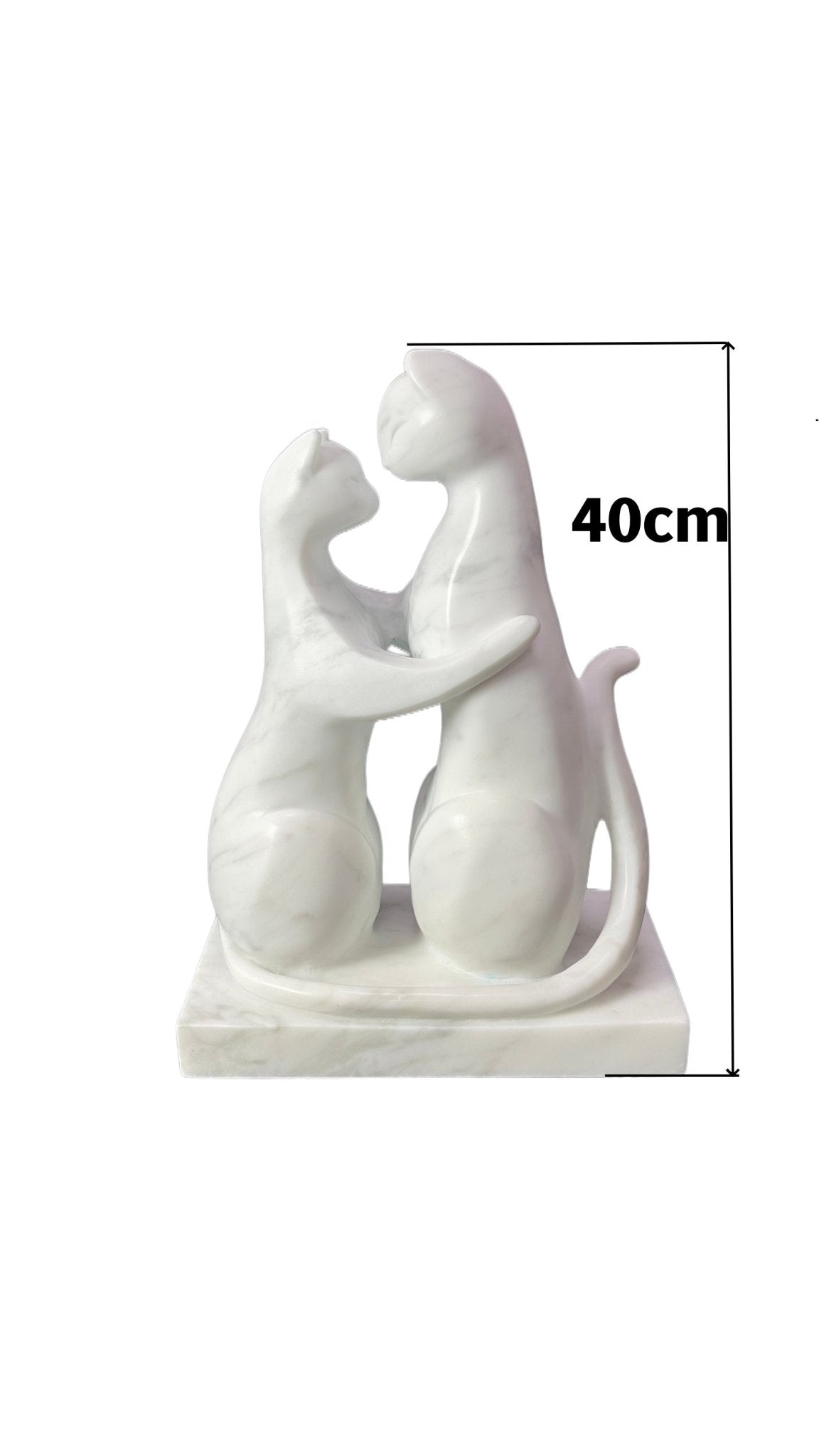 Elegant marble cat couple sculpture with a sleek modern design